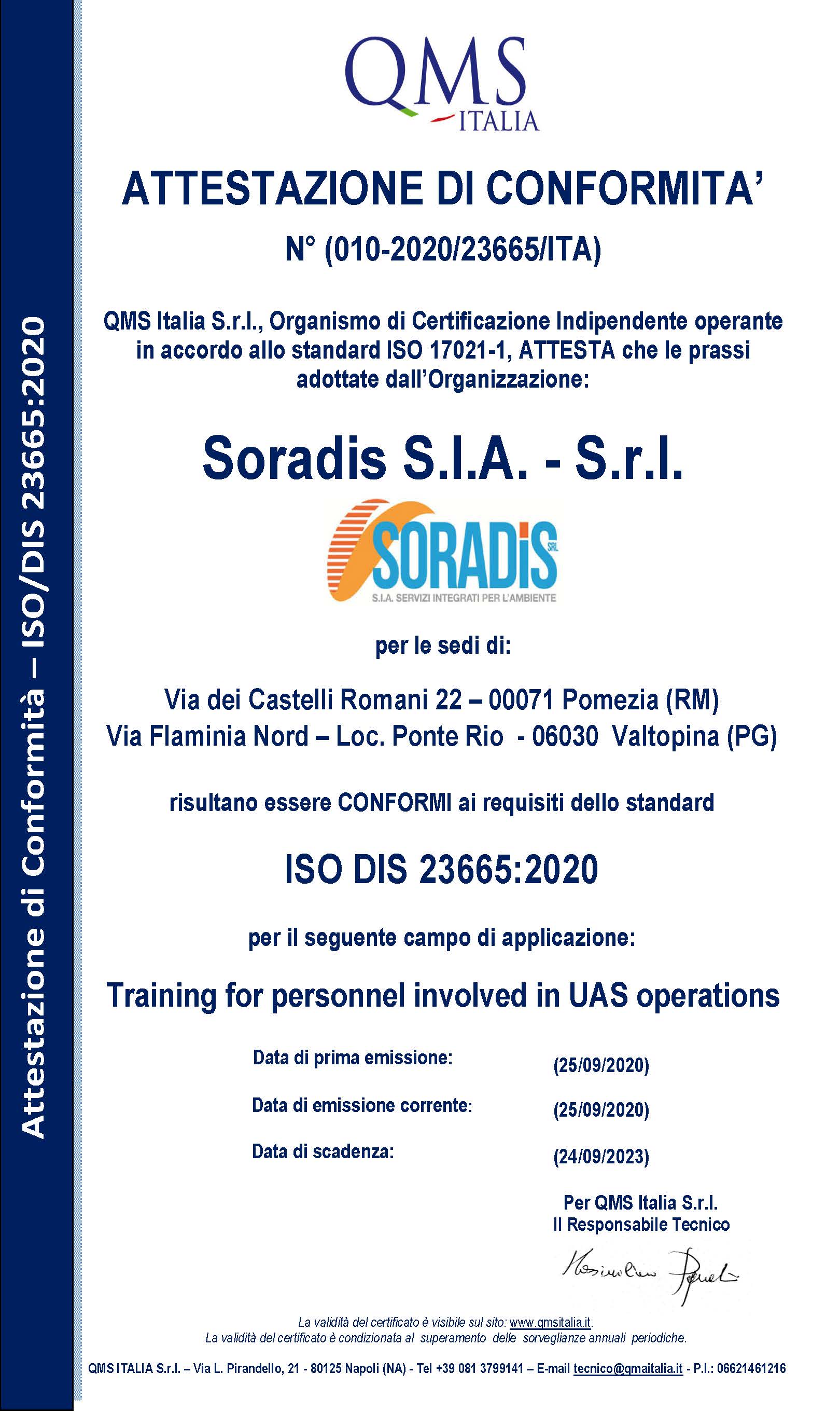 ISO 23665:2020 Training UAS